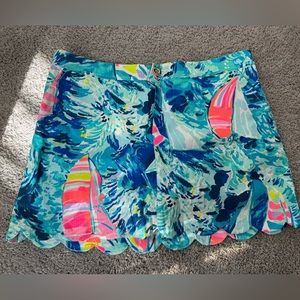 Lilly Pulitzer Colette Skort Holy Grail Hey Bay Bay Sailboat Blue size 10